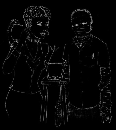 Asiakaspalvelijat Sara Frankenstein ja Ramses Kääriäinen